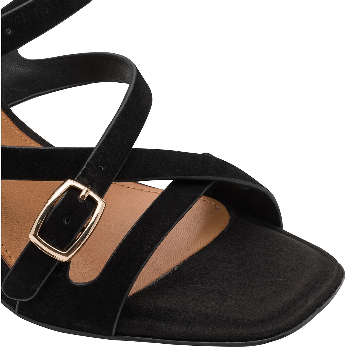 Sandales multribrides en cuir noir, TAMARIS
