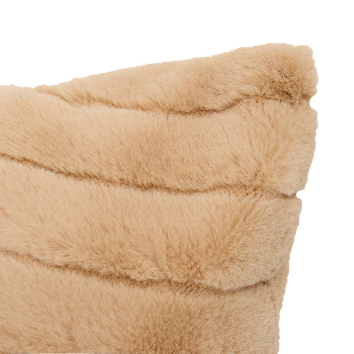 Coussin rectangulaire en imitation fourrure ARKA beige lin, ATMOSPHERA