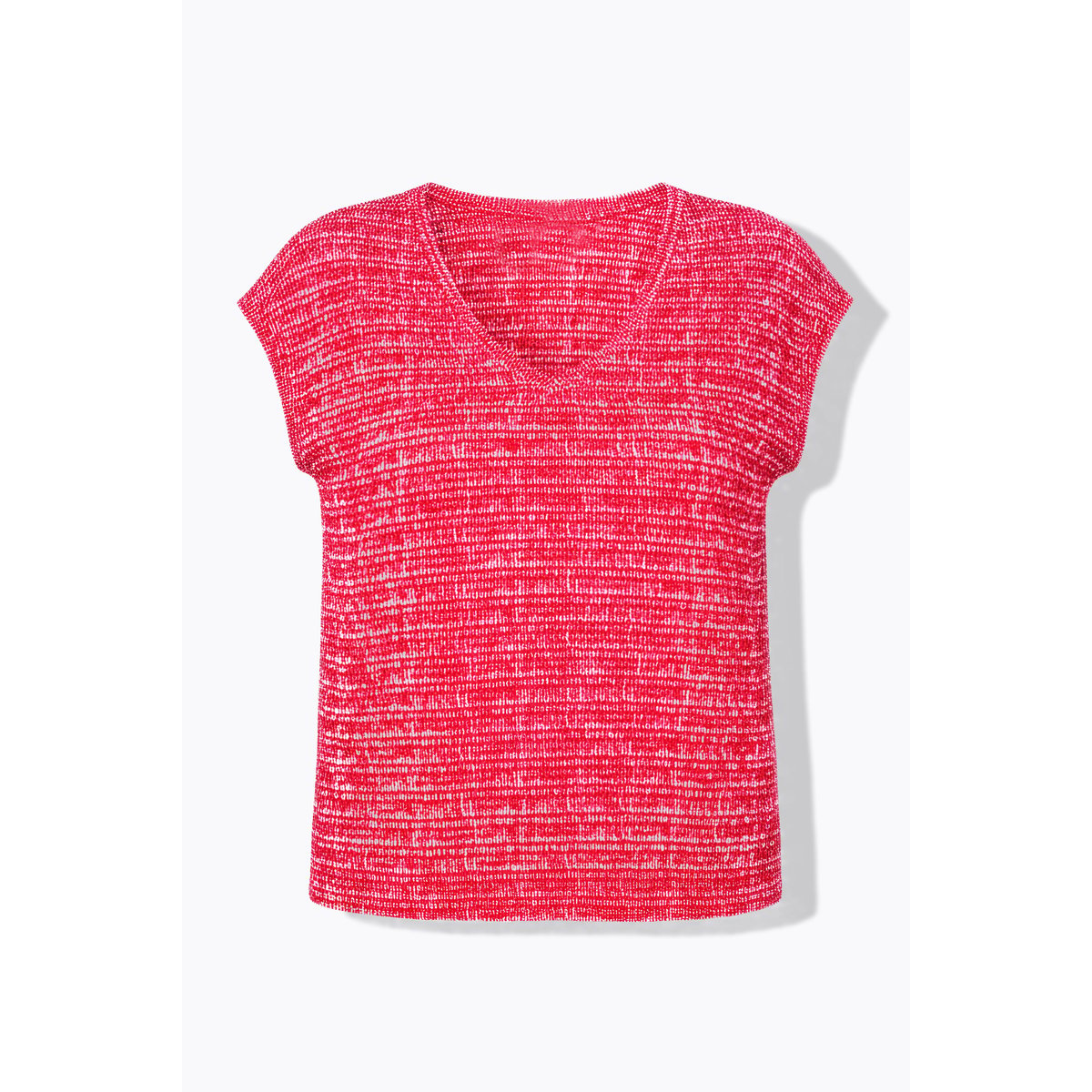 T-shirt oversize texturé à col en V rouge pomme, STUDIO UNTOLD