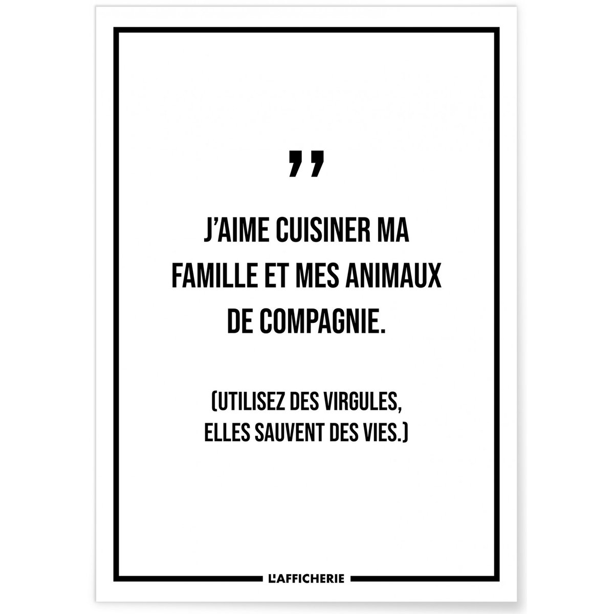 Affiche 'J'aime cuisiner...' blanc, L'AFFICHERIE