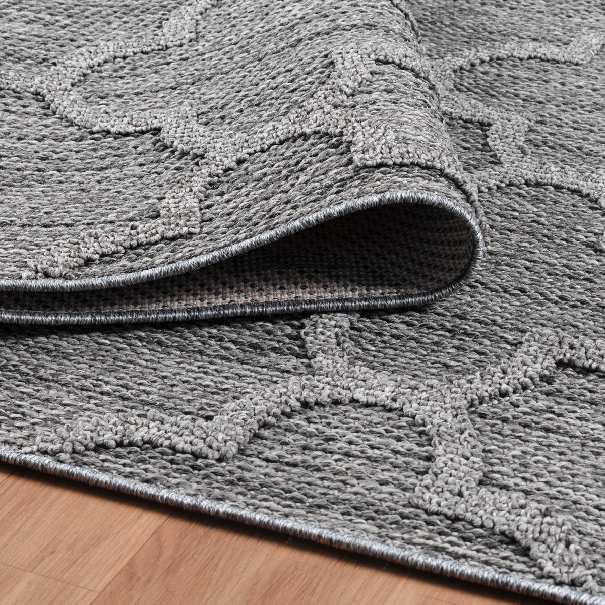 Tapis intérieur extérieur motif baroque PATARA gris, NAZAR RUGS