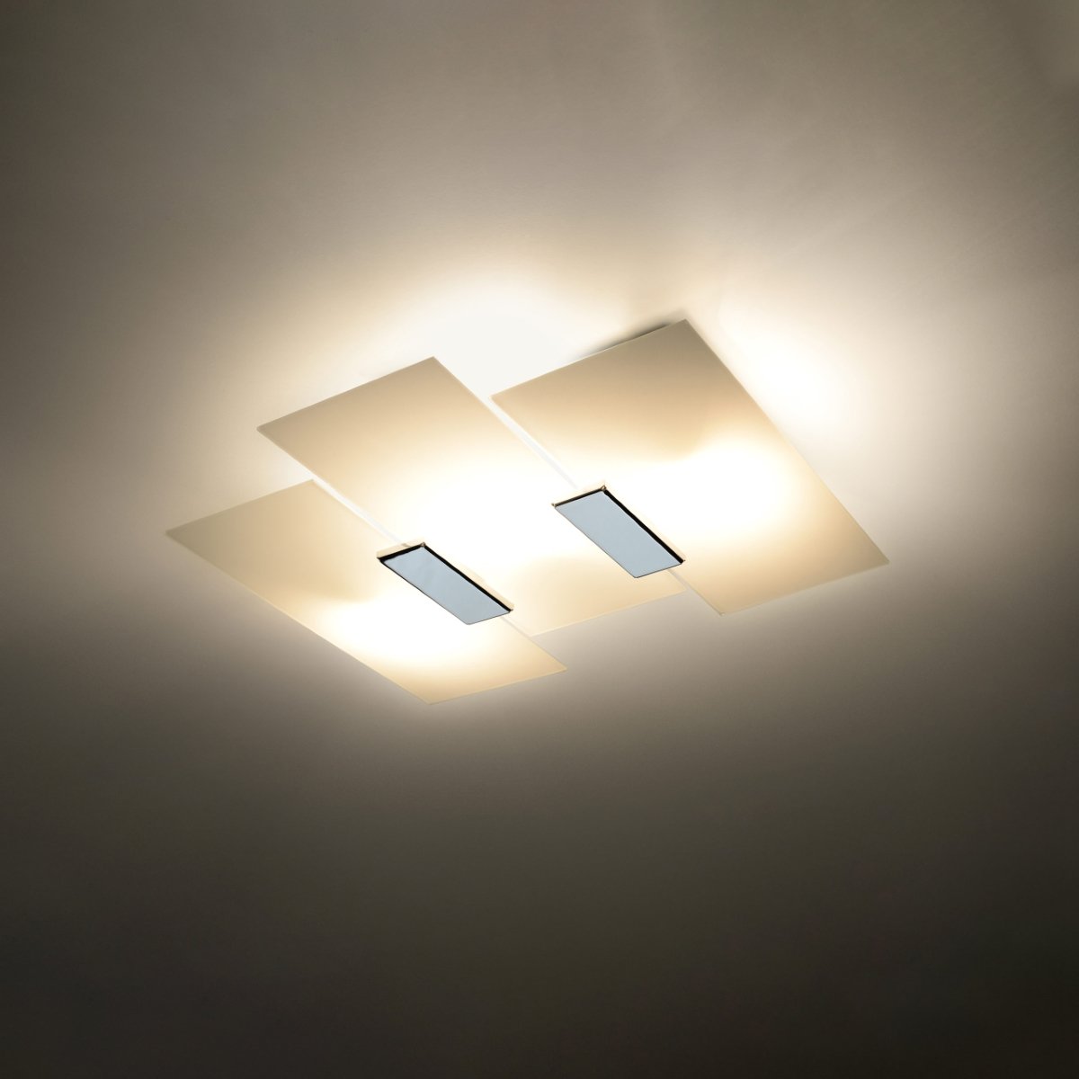 Plafonnier Acier Chrome/Blanc E27 3 Fabiano gris, EDEN