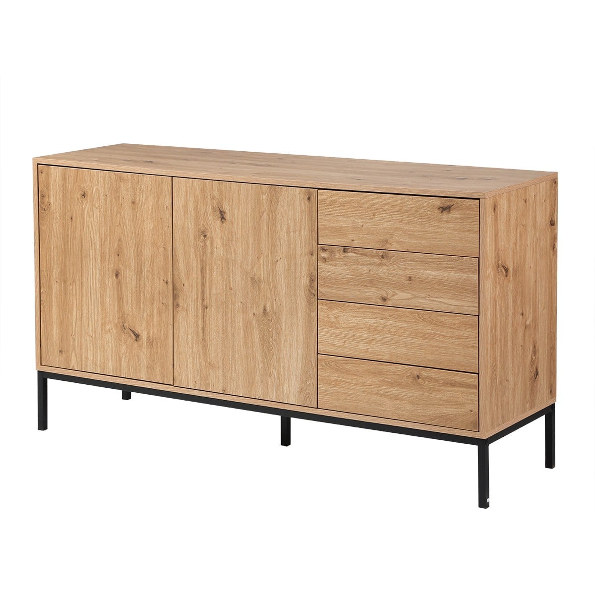 Buffet 2 portes et 4 tiroirs LENNY bois clair, CALICOSY