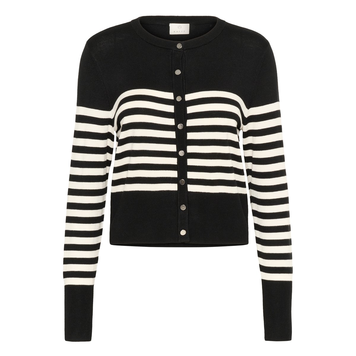 Cardigan à tricot noir blanc black/turtledove half stripe, KAFFE