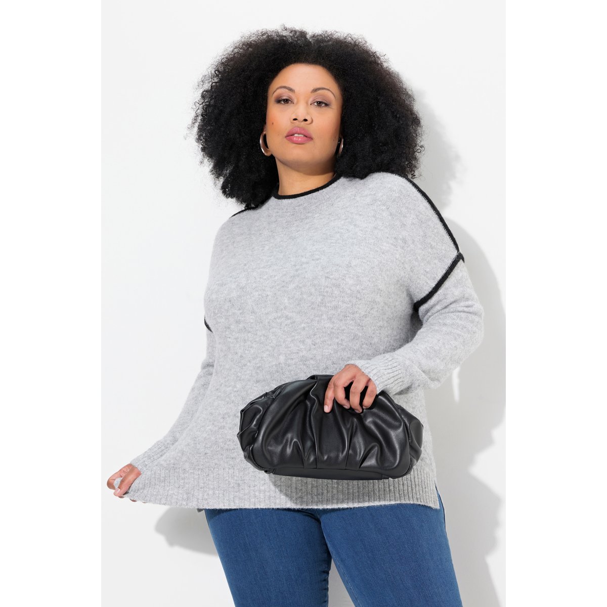 Pull rayé oversize gris clair chiné, ULLA POPKEN