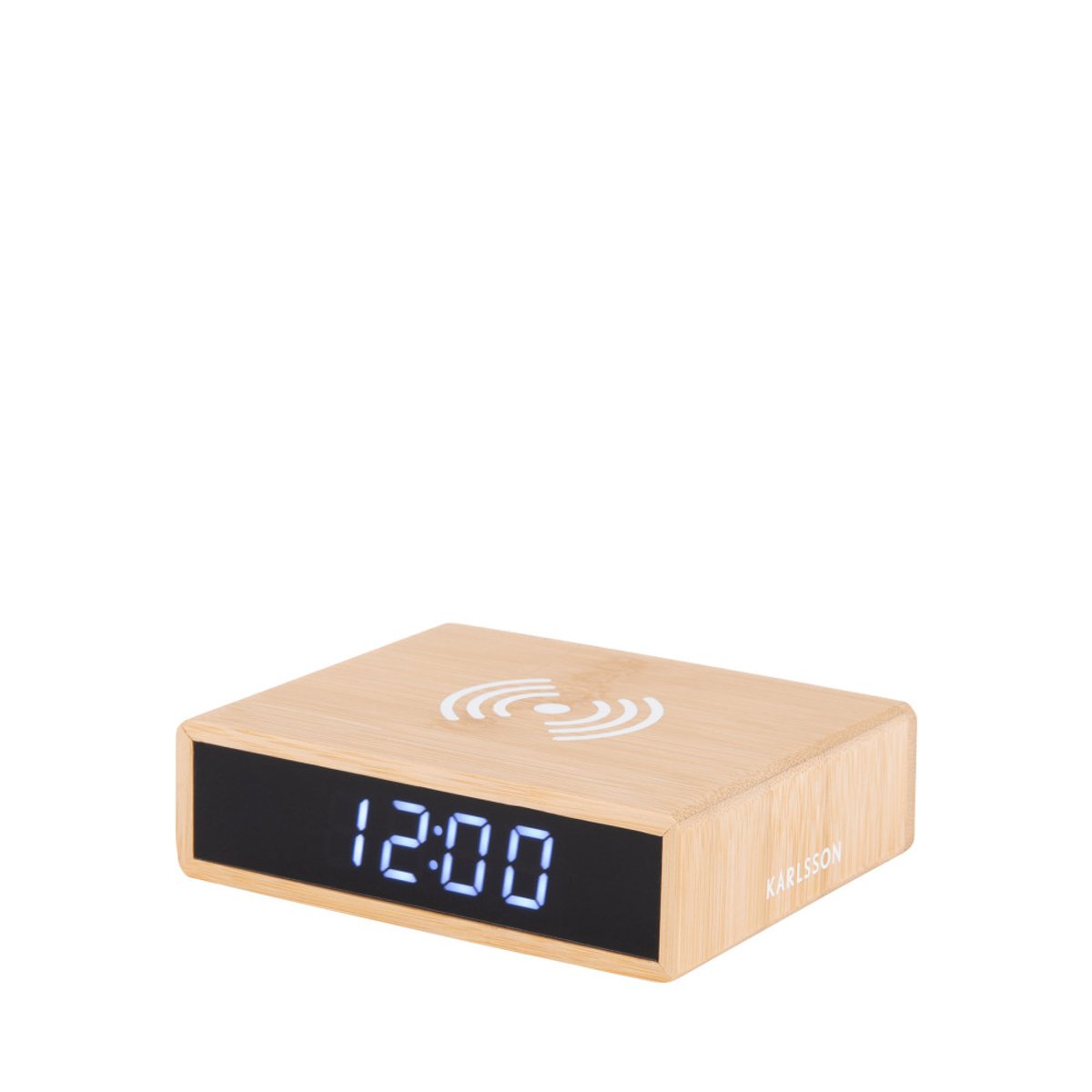 Réveil en bois avec chargeur téléphone- FAT bois clair, KARLSSON