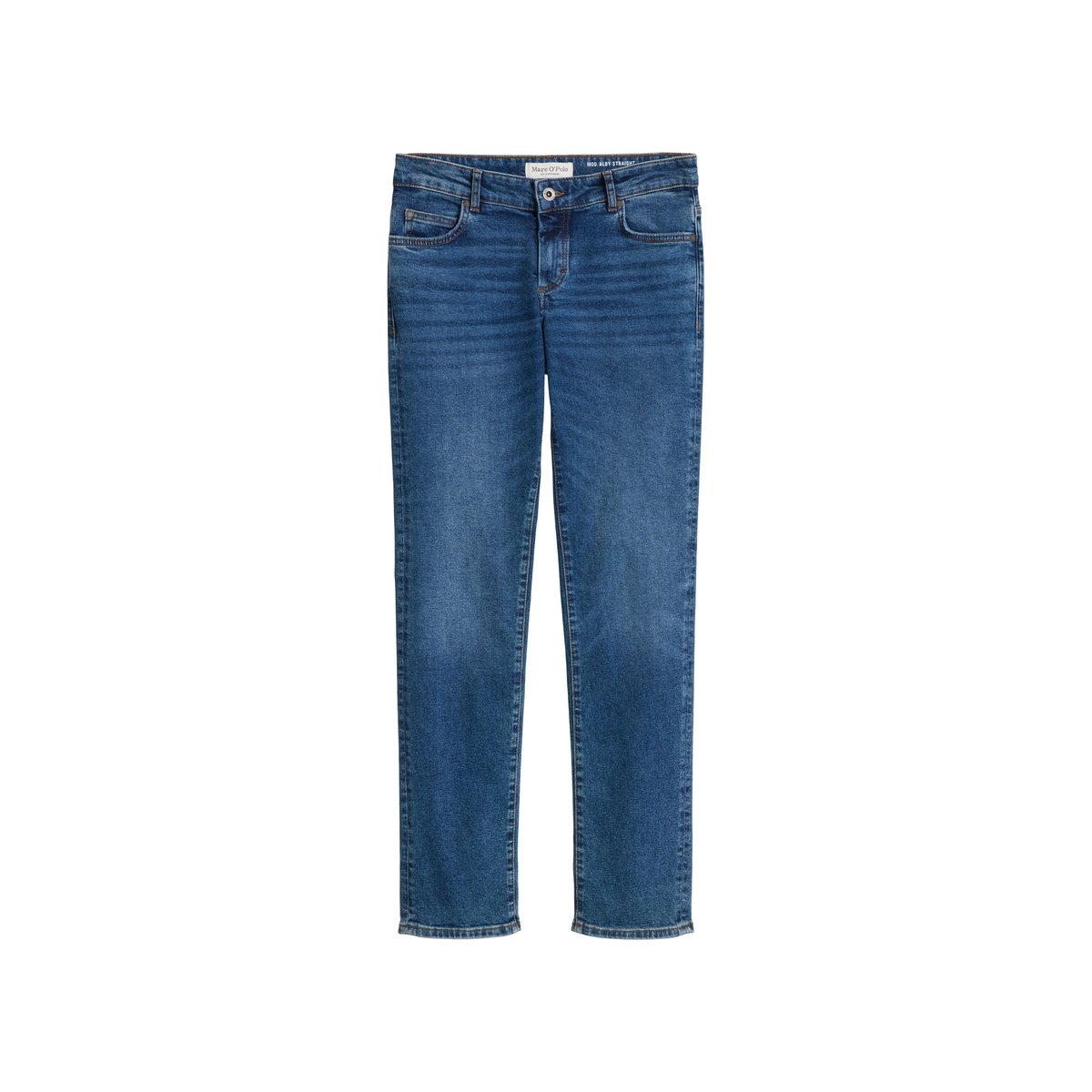 Jeans modèle Alby droit en mélange de coton bio bleu, MARC O'POLO