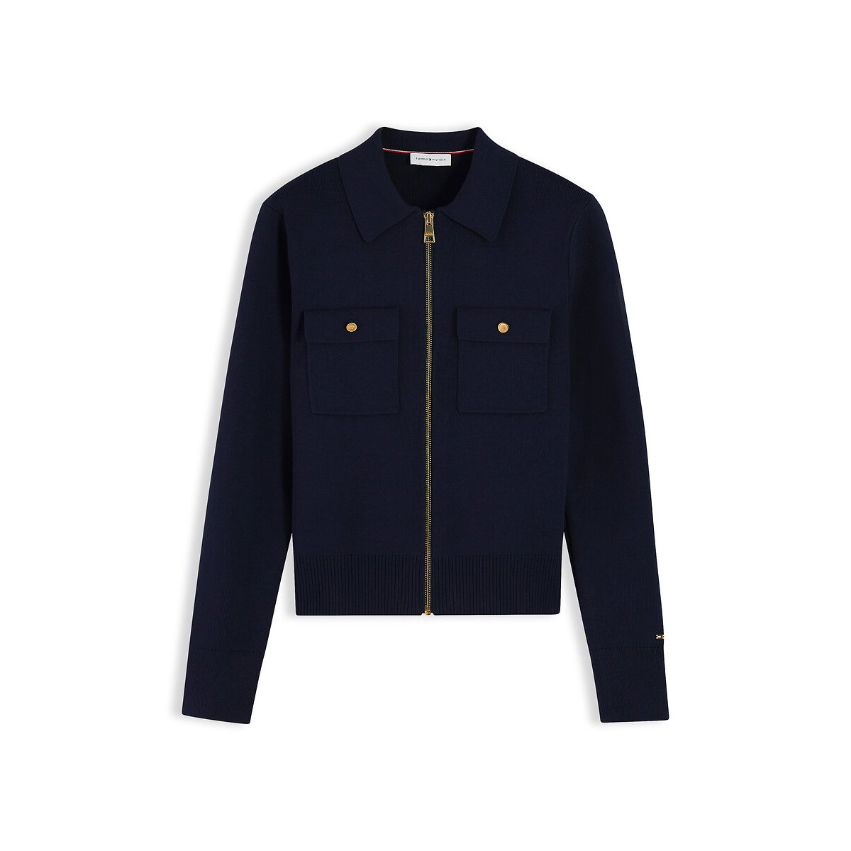 Gilet zippé à col polo marine, TOMMY HILFIGER