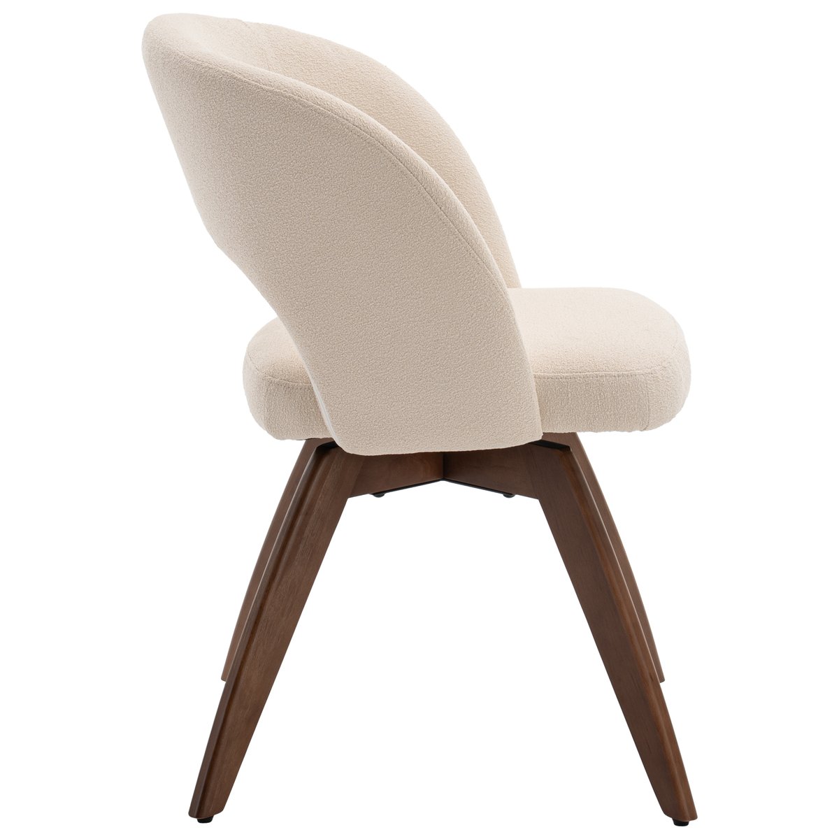 Lot de 2 chaises en bois et tissu boucle, HOLLY beige, bois foncé, HAPPY GARDEN