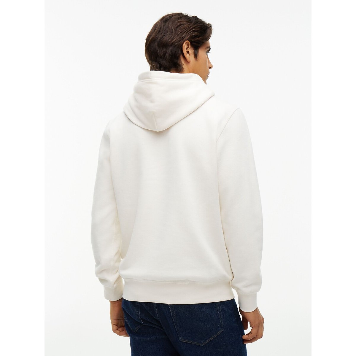 Sweat com moletão e bandeira bordada marfim, TOMMY HILFIGER