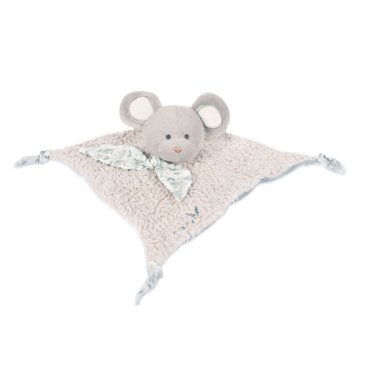 Doudou souris 25 cm bio gris/vert, DOUDOU ET COMPAGNIE