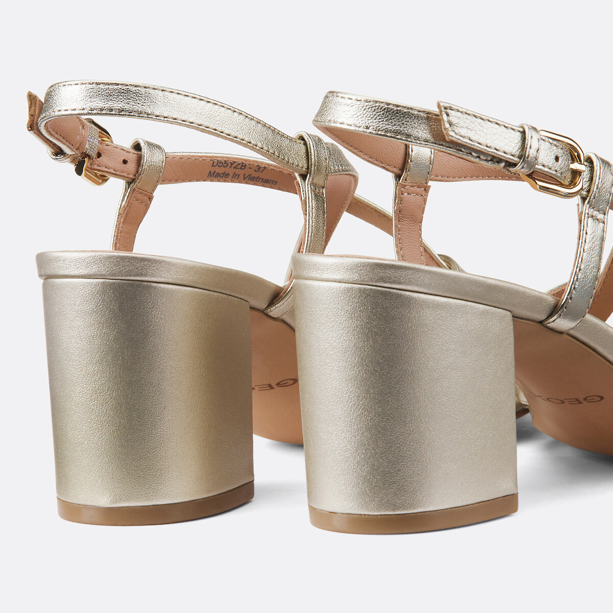 Virnilisa 65 Leather Heeled Sandals, gold-coloured, GEOX