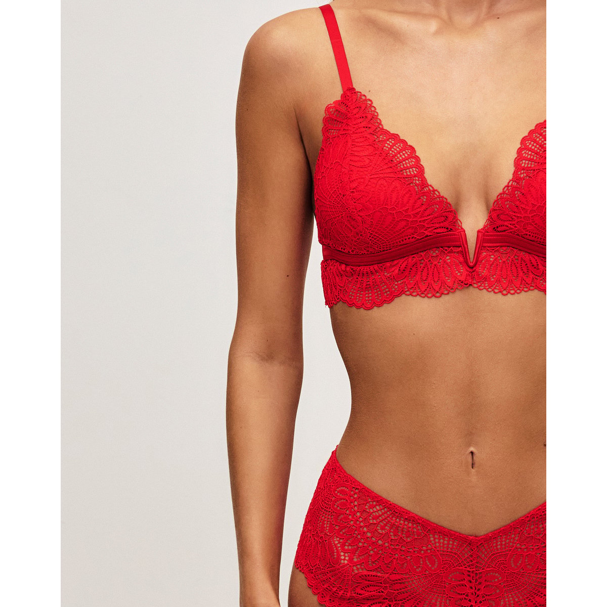 Soutien-gorge triangle push-up en dentelle florale HEARTGIRLIZ rouge, UNDIZ