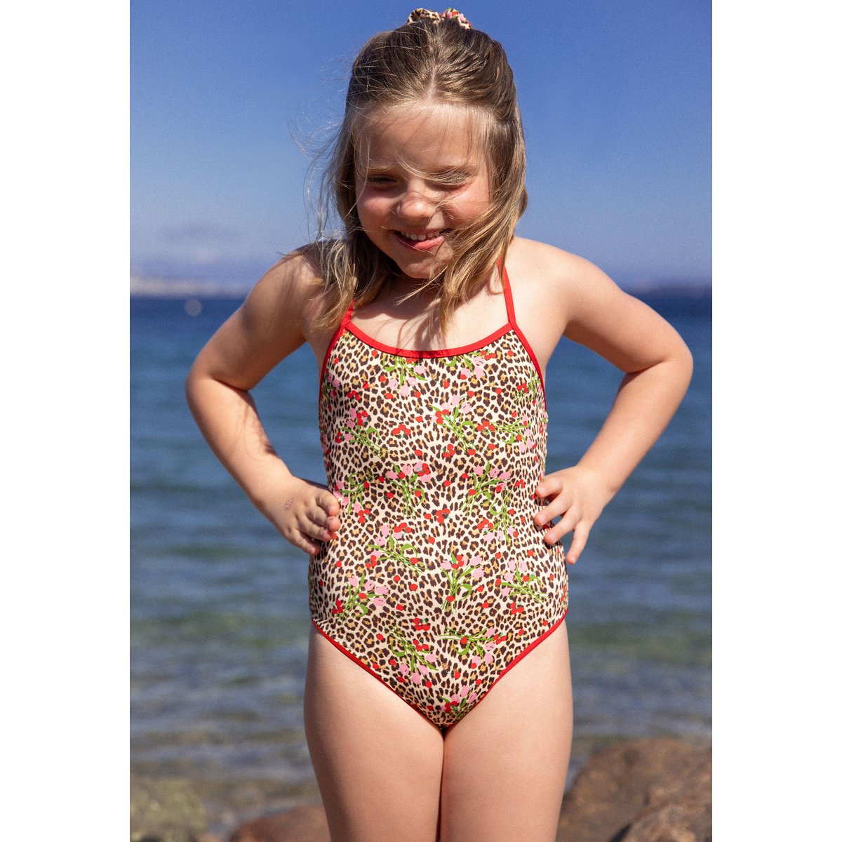 Maillot de bain 1 pièce à motif léopard pour enfant DOLCE VITA M imp fd marron, ETAM