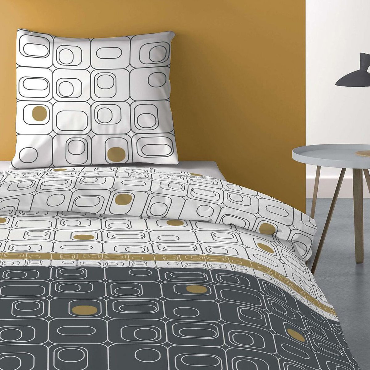 Parure housse de couette en microfibre imprimée, Niagara gold gris, C DESIGN HOME TEXTILE