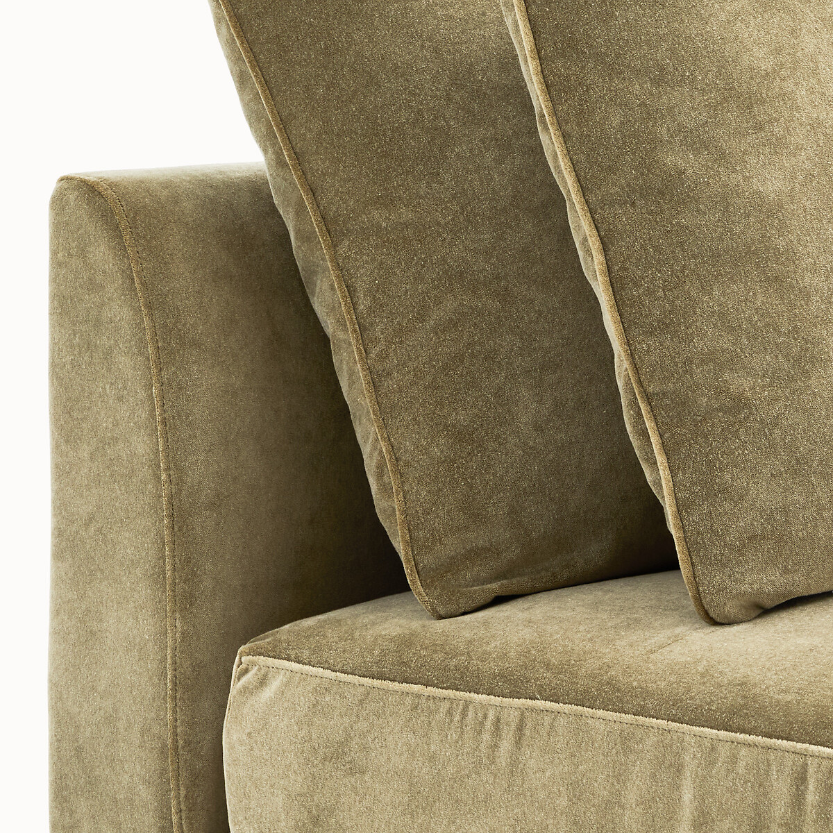 Canapé d'angle modulable en velours de lin, TIBERIO tilleul, AM.PM