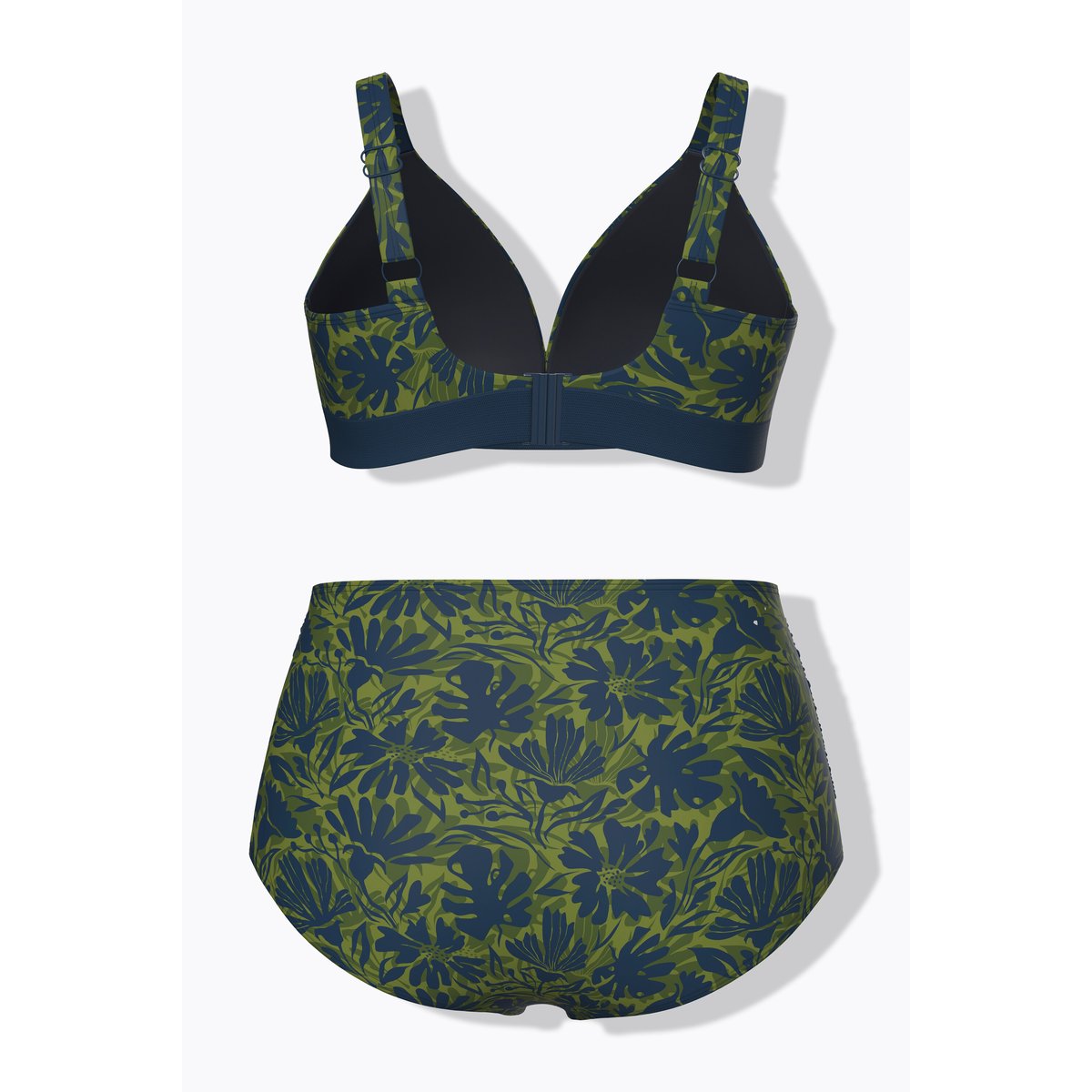Bikini à fleurs, sans bonnets souples bleu foncé, ULLA POPKEN