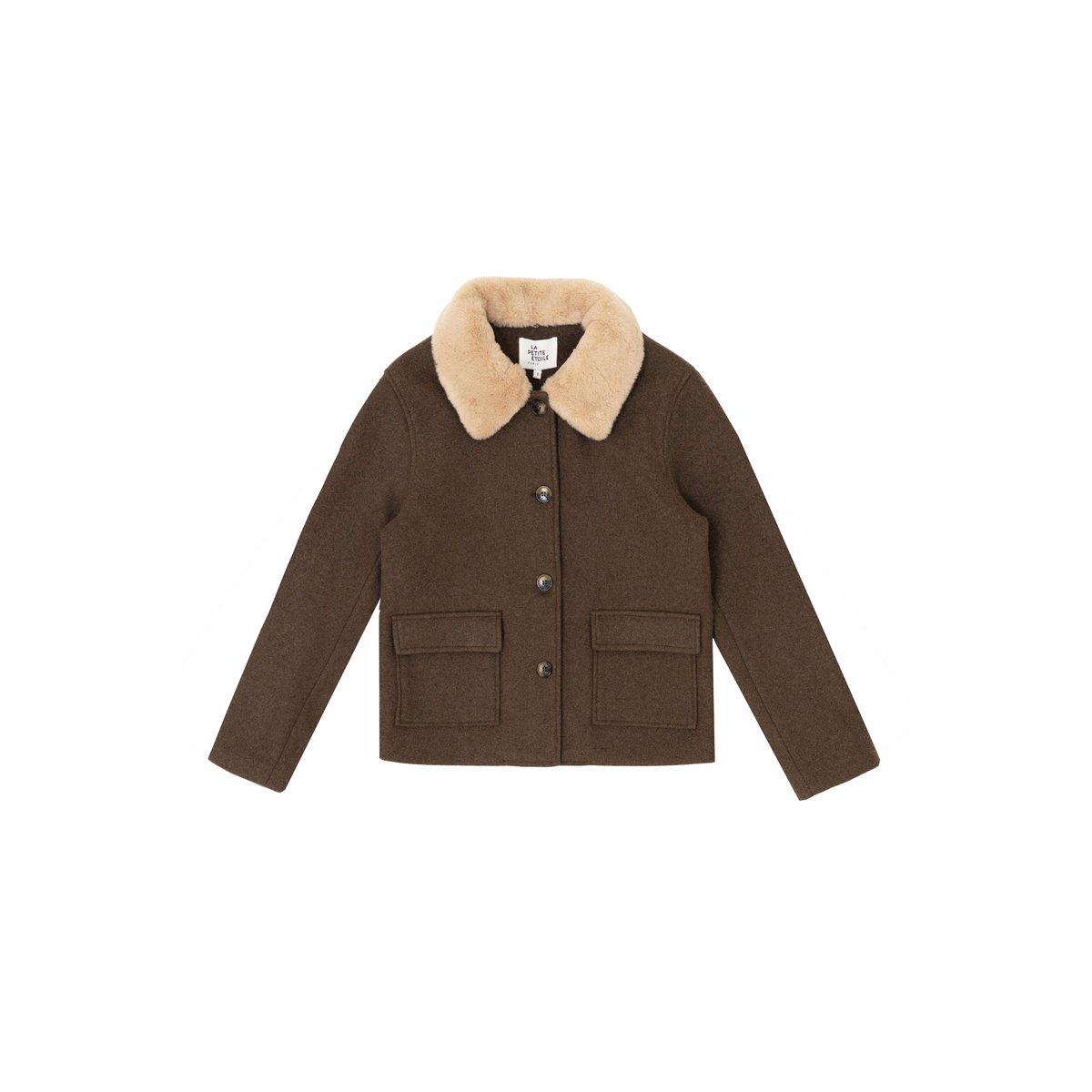 Manteau col amovible uni NATTIE 16-marron, LA PETITE ETOILE