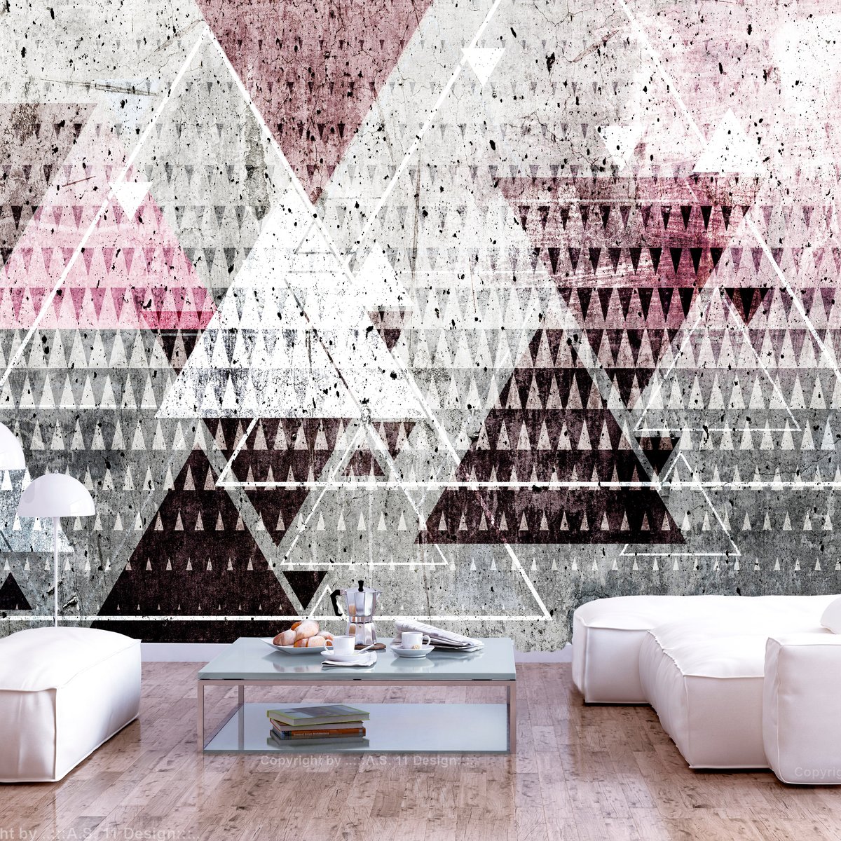 Papier peint intissé panoramique Triangles blanc, EDEN