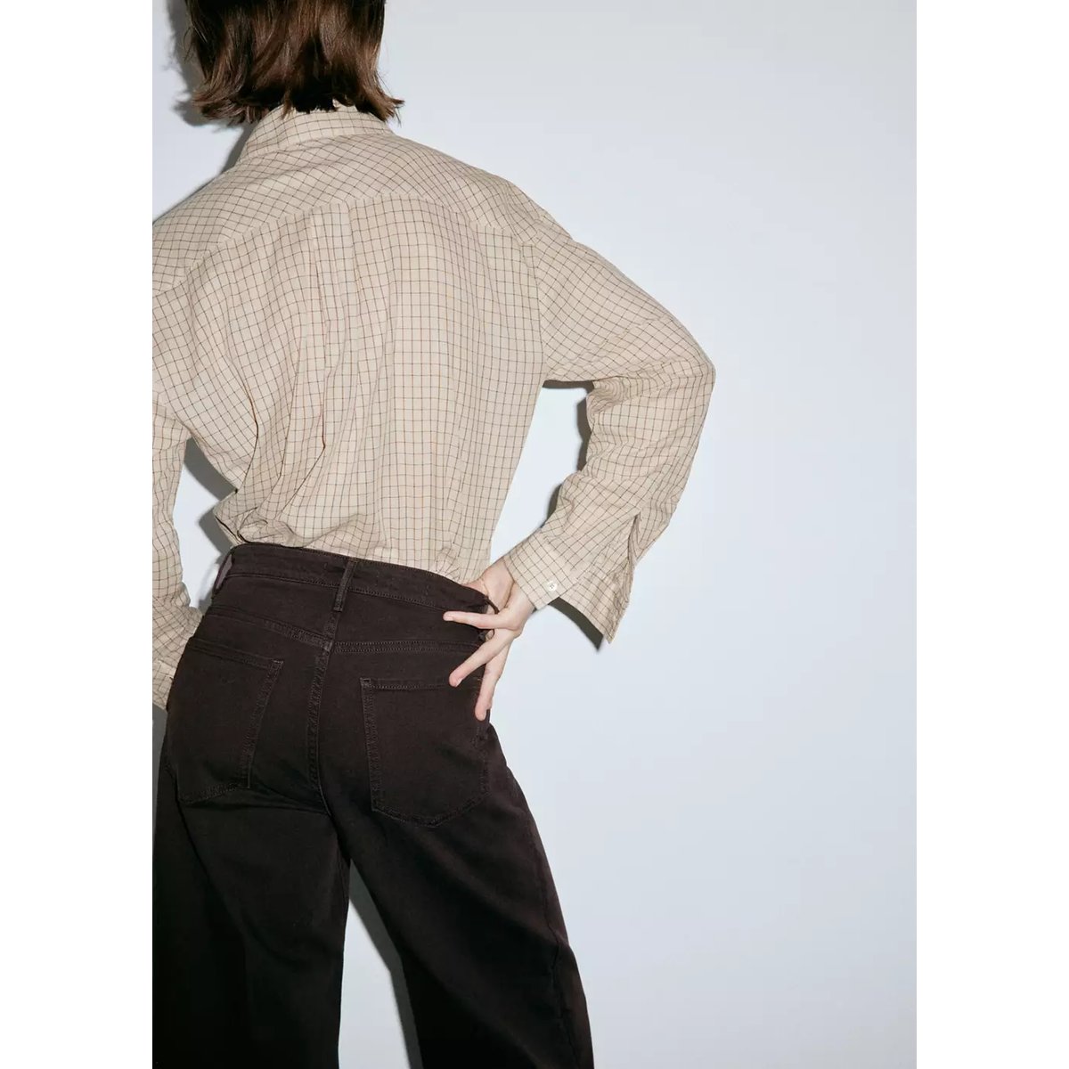 Jean taille haute wideleg chocolat, MANGO