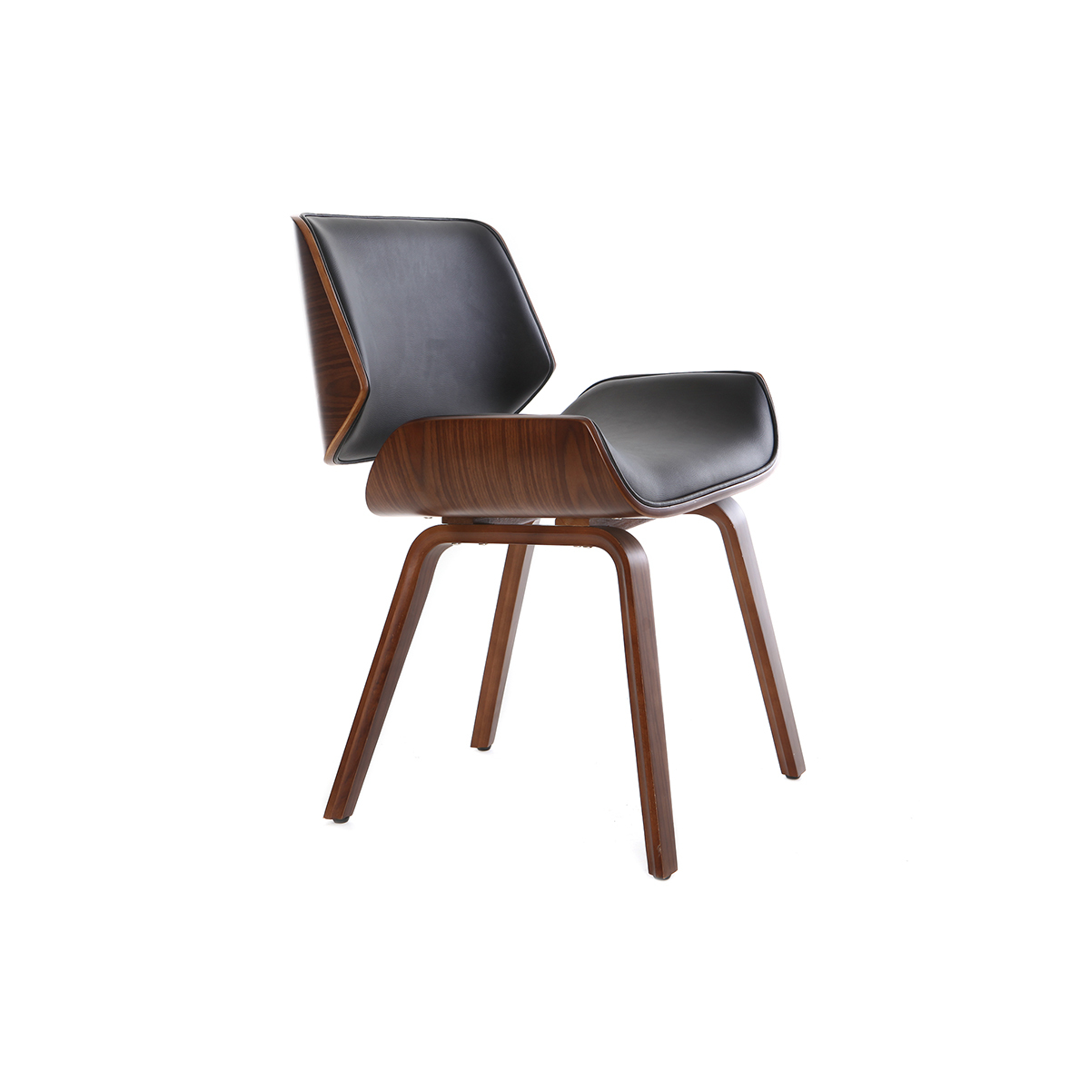 Chaise design pieds bois RUBBENS noyer / noir, MILIBOO