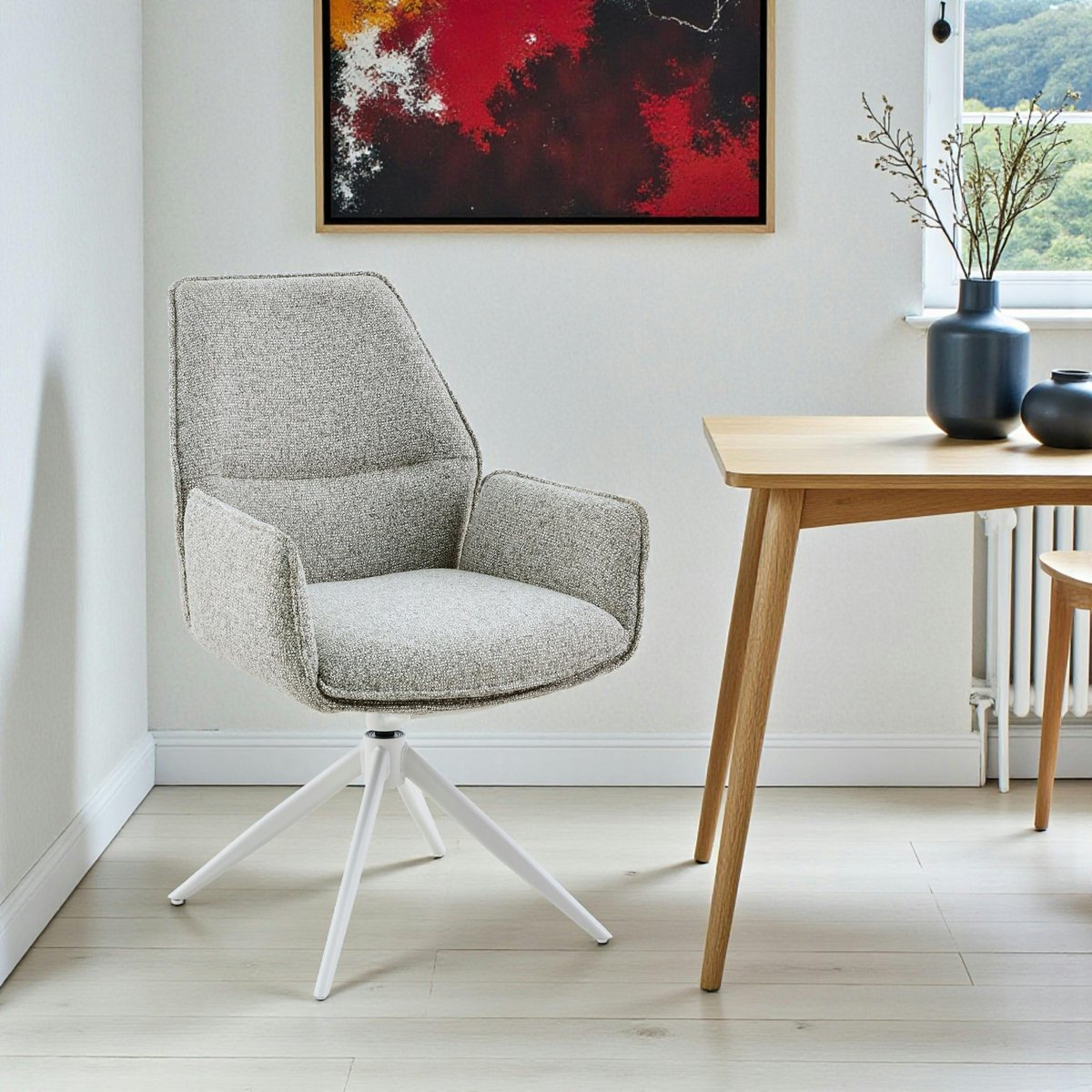 Chaise pivotante à accoudoirs (lot de 2) CORTINA greige, PIER IMPORT