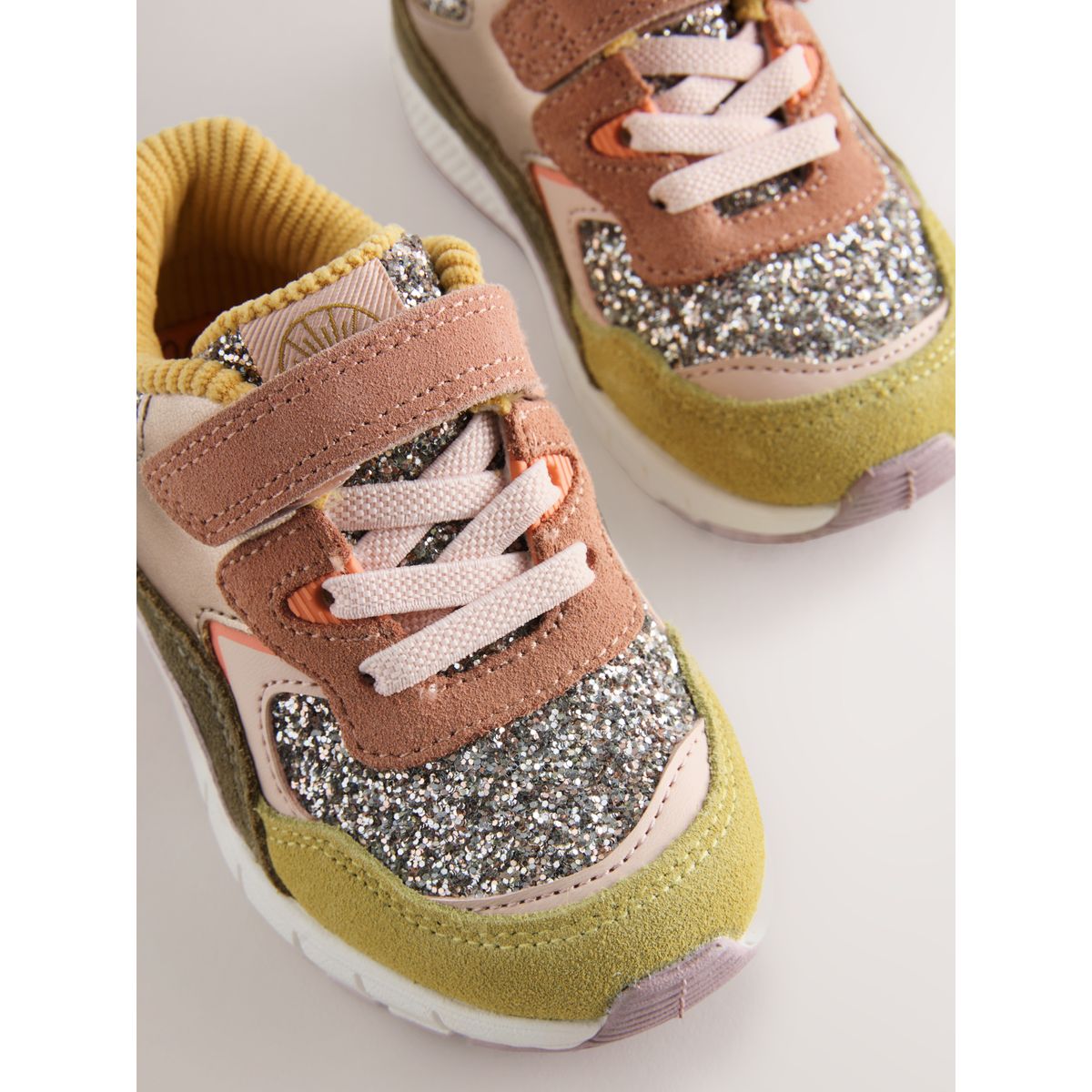 Baskets à lacets élastiques et scratch bubble multi paillettes, NEXT