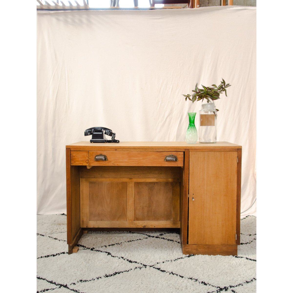 Meuble de métier comptoir en chêne Fernand N°486 - Bon état bois clair, DEBONGOUT