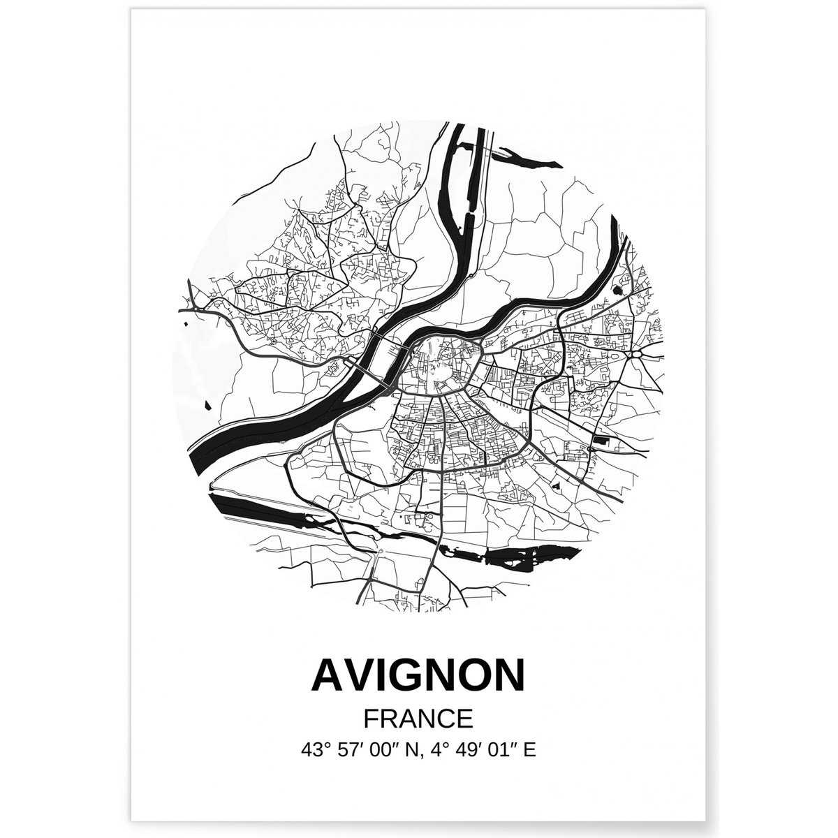 Affiche Carte Avignon blanc, L'AFFICHERIE