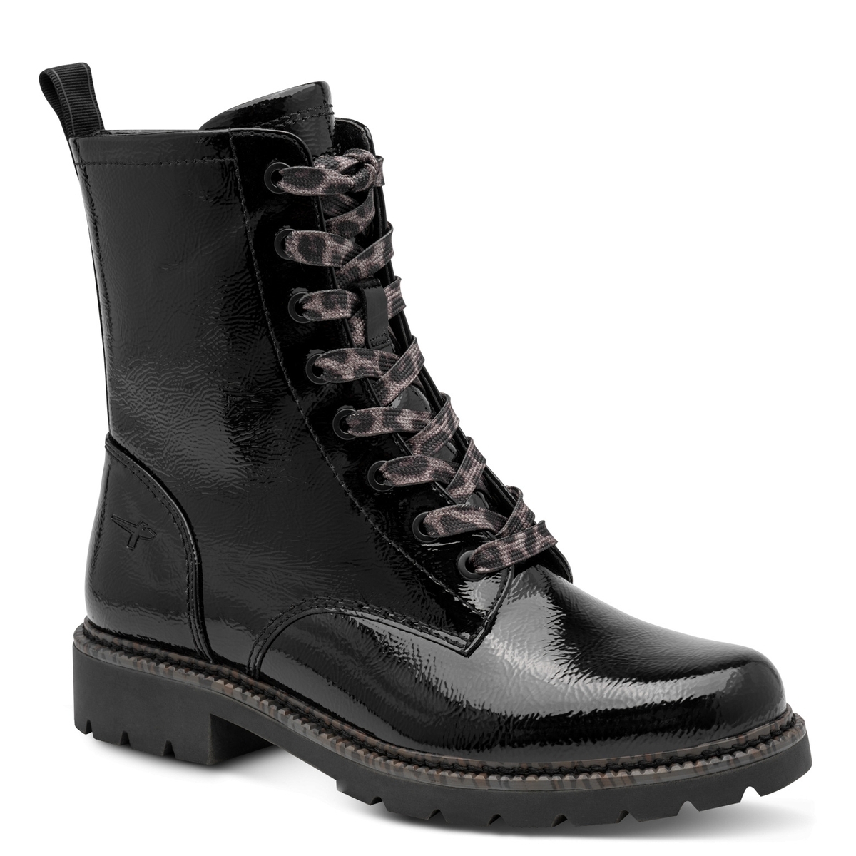 Bottine talon bloc noir laque, TAMARIS