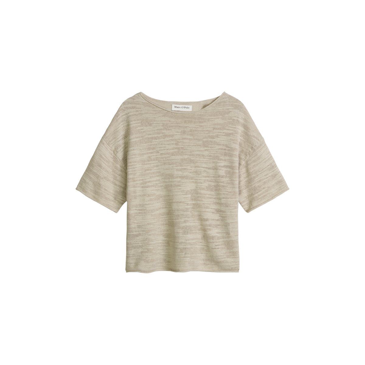 Pull à manches courtes Slub loose en mélange de lin et de coton beige, MARC O'POLO