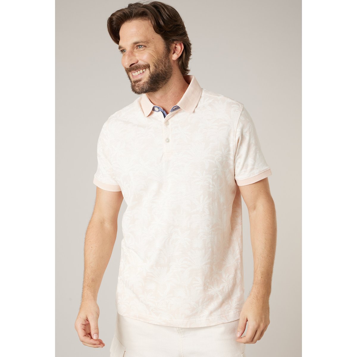 Polo homme en 100% coton effet flammé ASTRAL soft peach, DEELUXE
