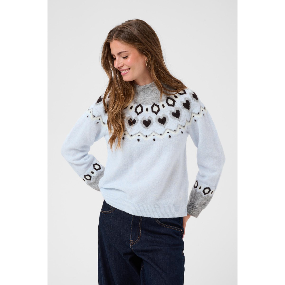 Pullover tricoté bleu plein air, CREAM