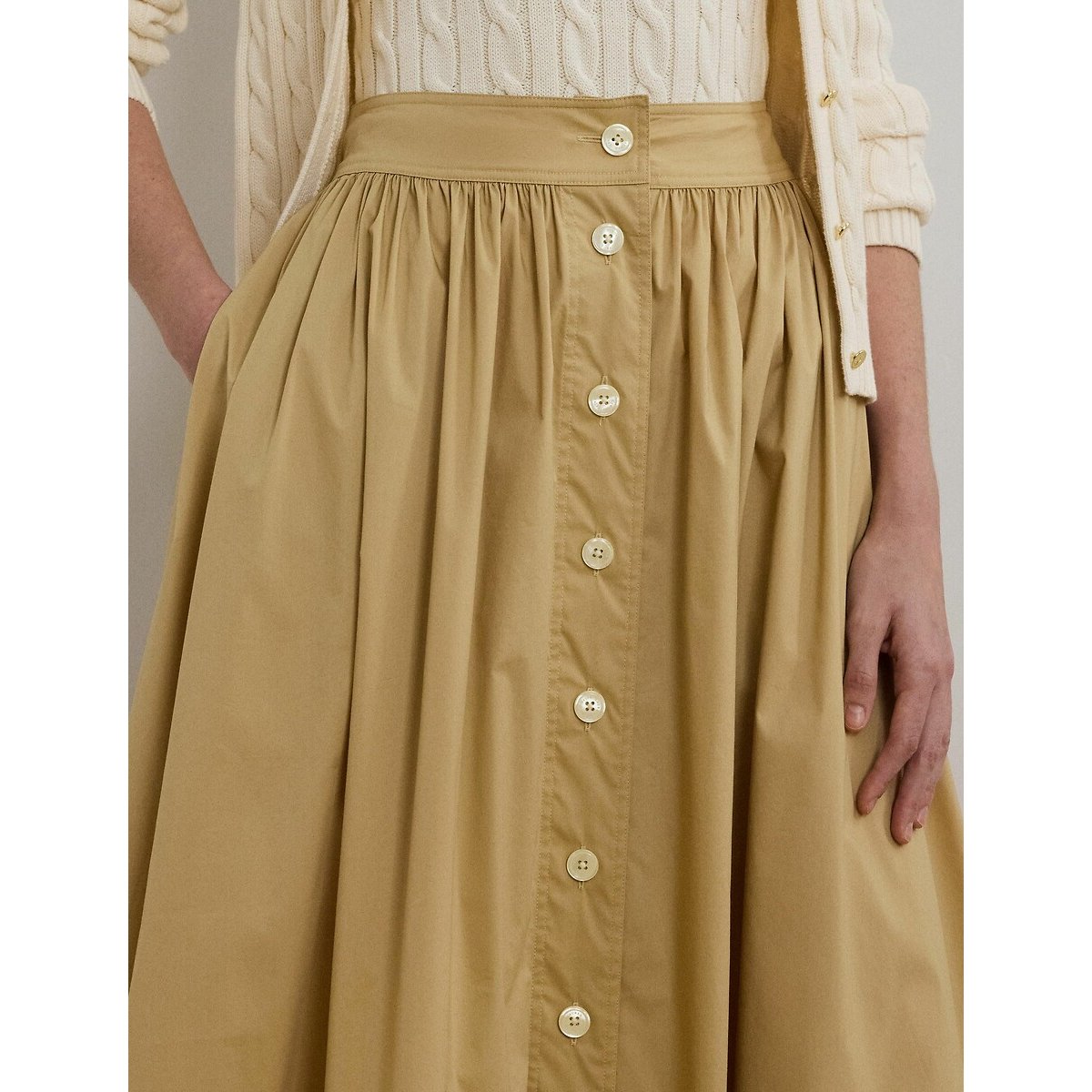 Pleated Midi Skirt sand, LAUREN RALPH LAUREN