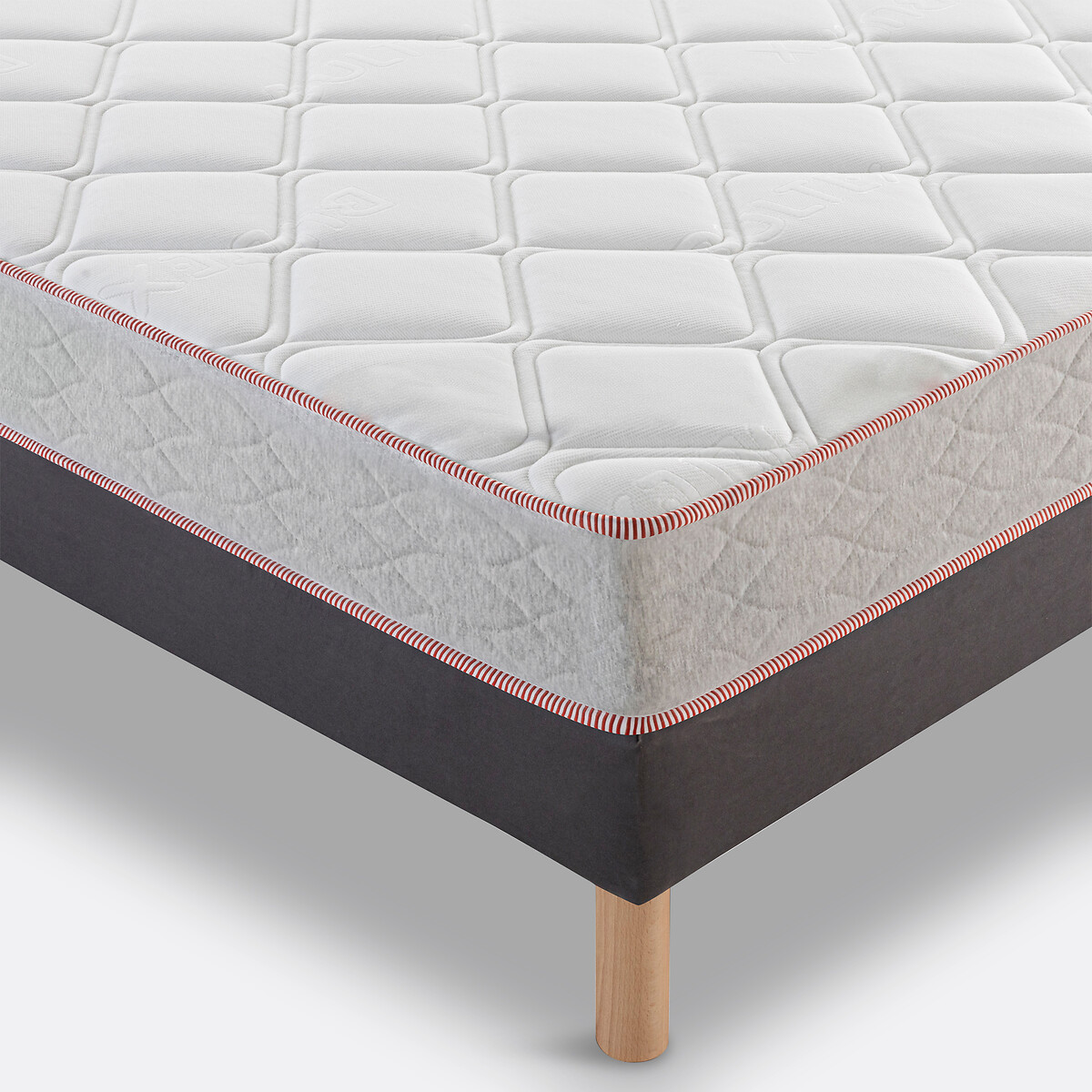 Ensemble matelas Bultex Victorieux et sommier blanc/gris foncé, BULTEX