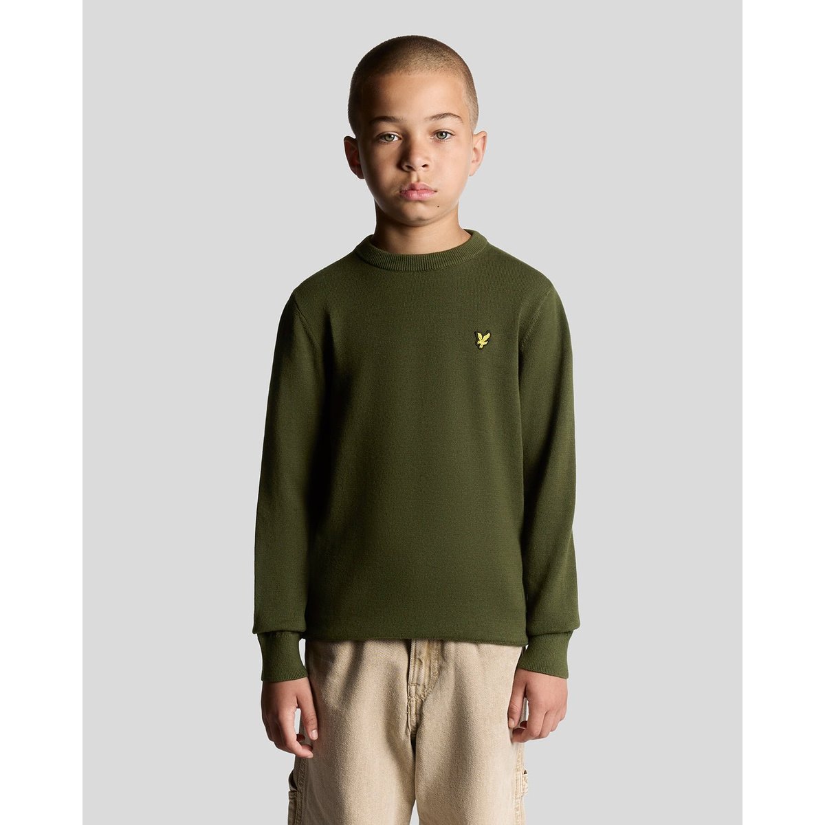 Pull en coton col rond vert foncé, LYLE & SCOTT