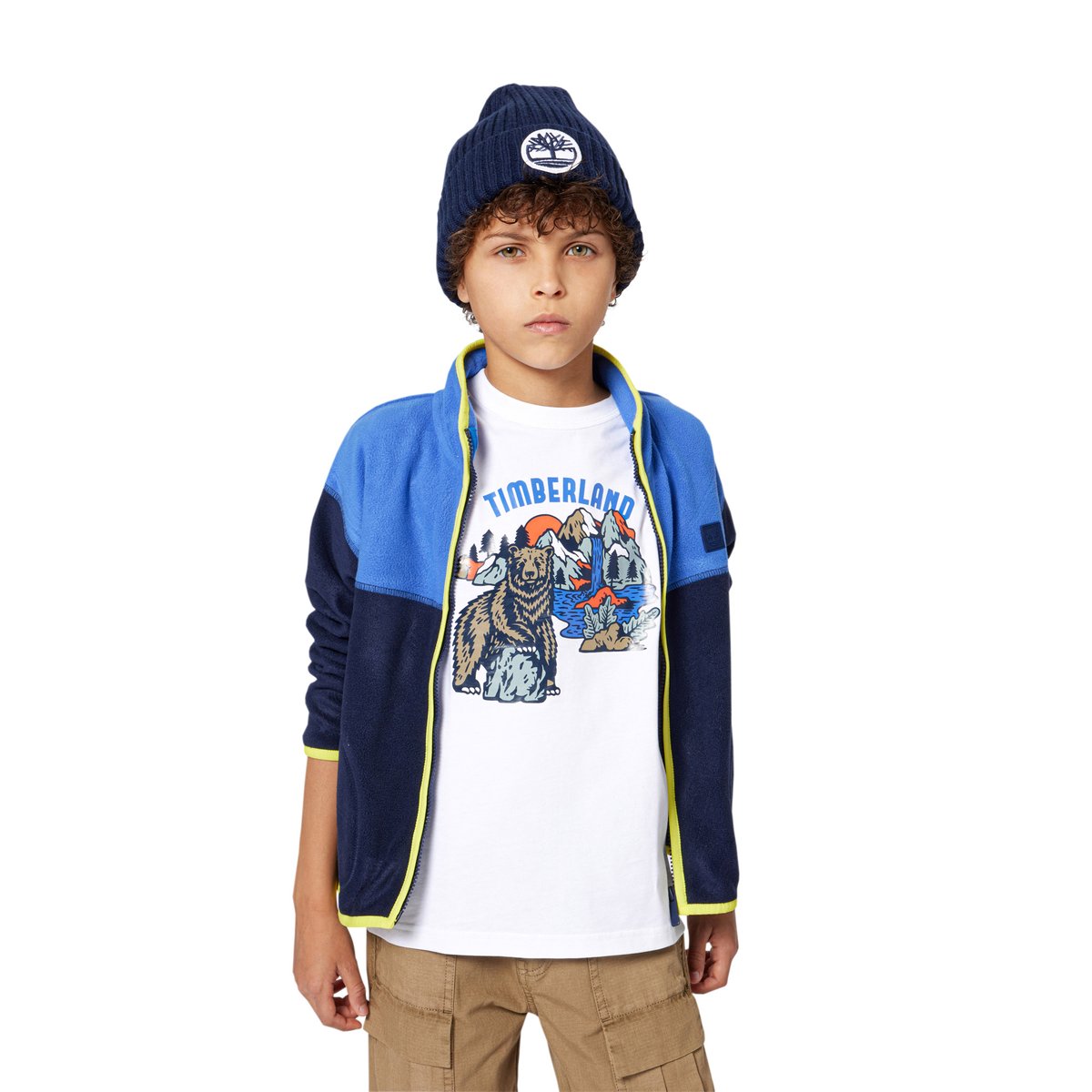 Chapeau écusson tricoté avec logo indigo blue, TIMBERLAND