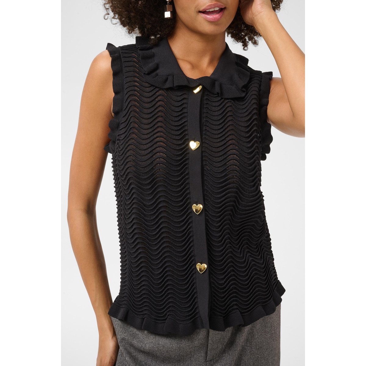 Pull sans manches en maille noir meteorite, CULTURE