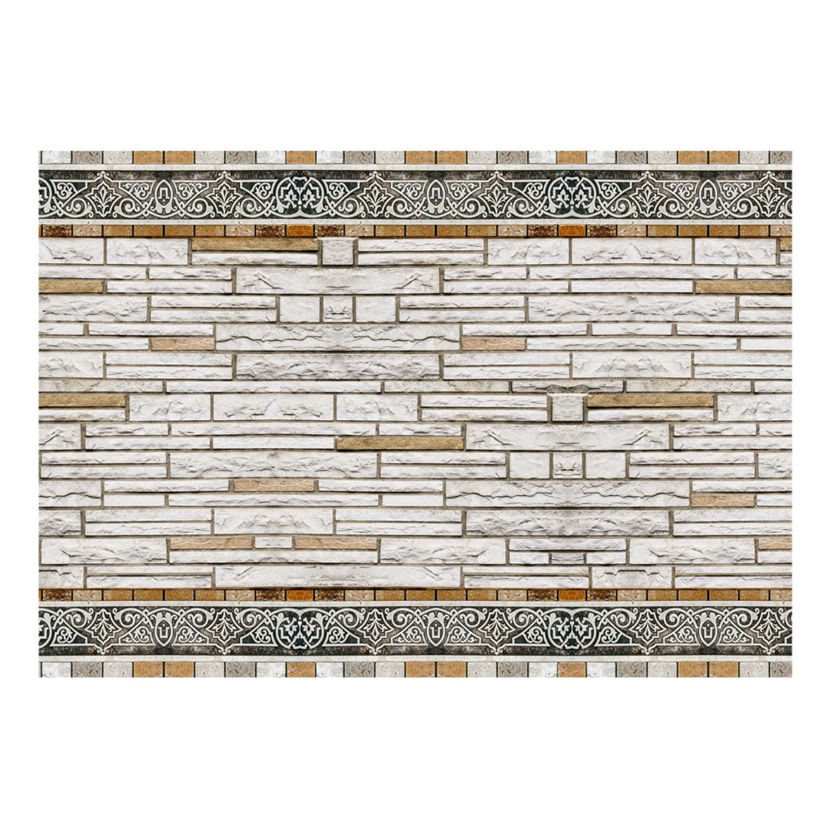 Papier peint intissé panoramique Mosaique en pierre gris / argent, EDEN