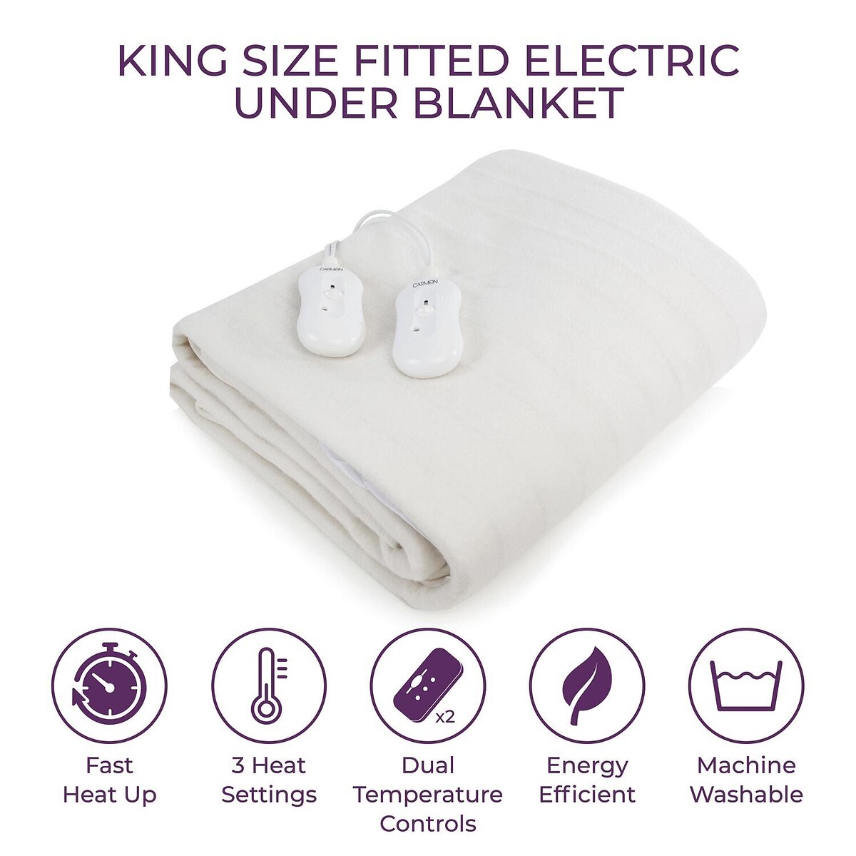 King Fitted Electric Blanket white, CARMEN