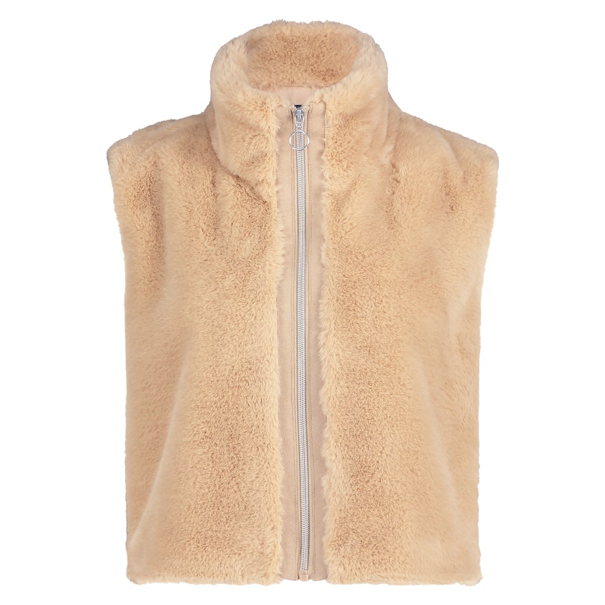 Veste sans manches en peluche à fermeture zippée beige, BETTY BARCLAY