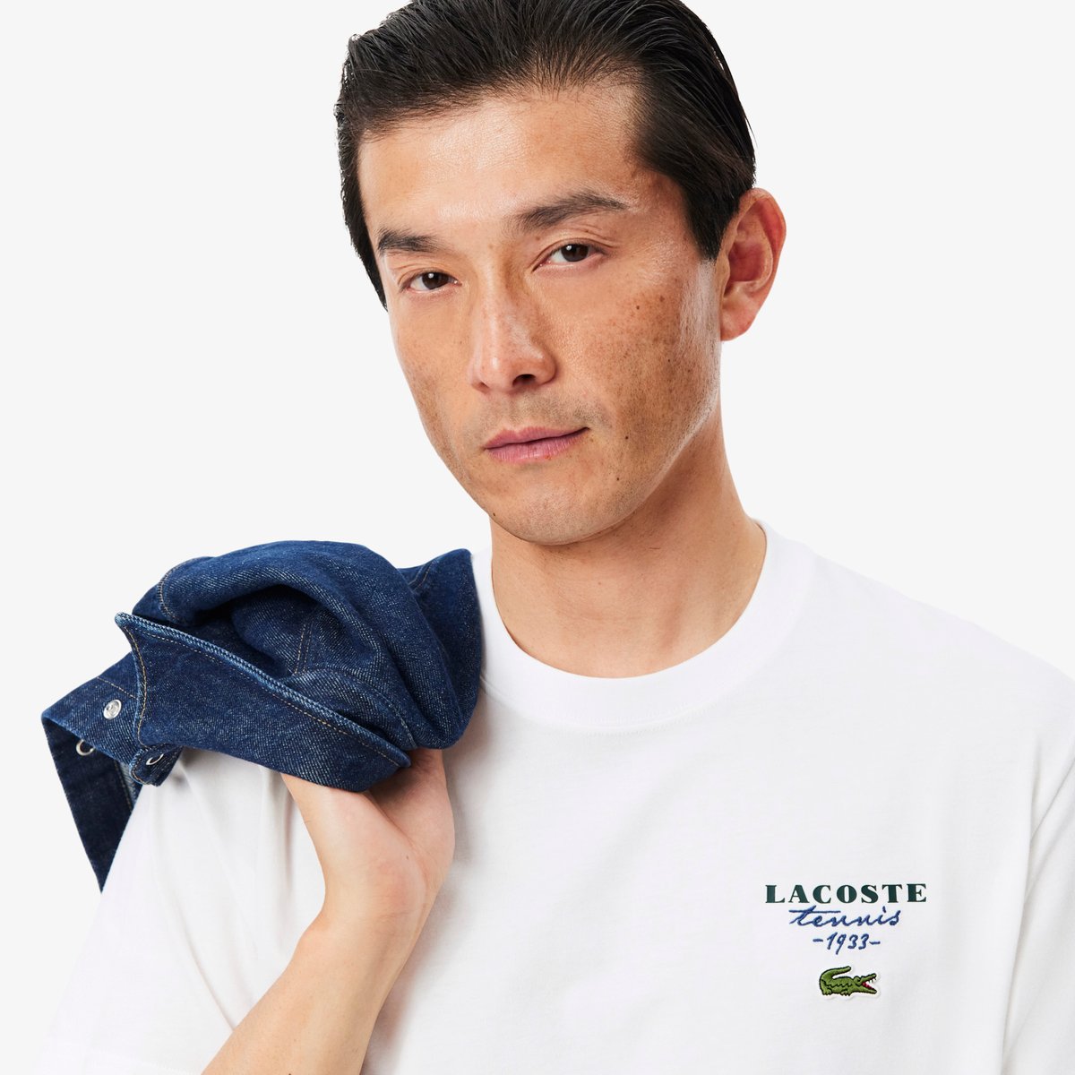 T-shirt jersey imprimé tennis broderie blanc-001, LACOSTE