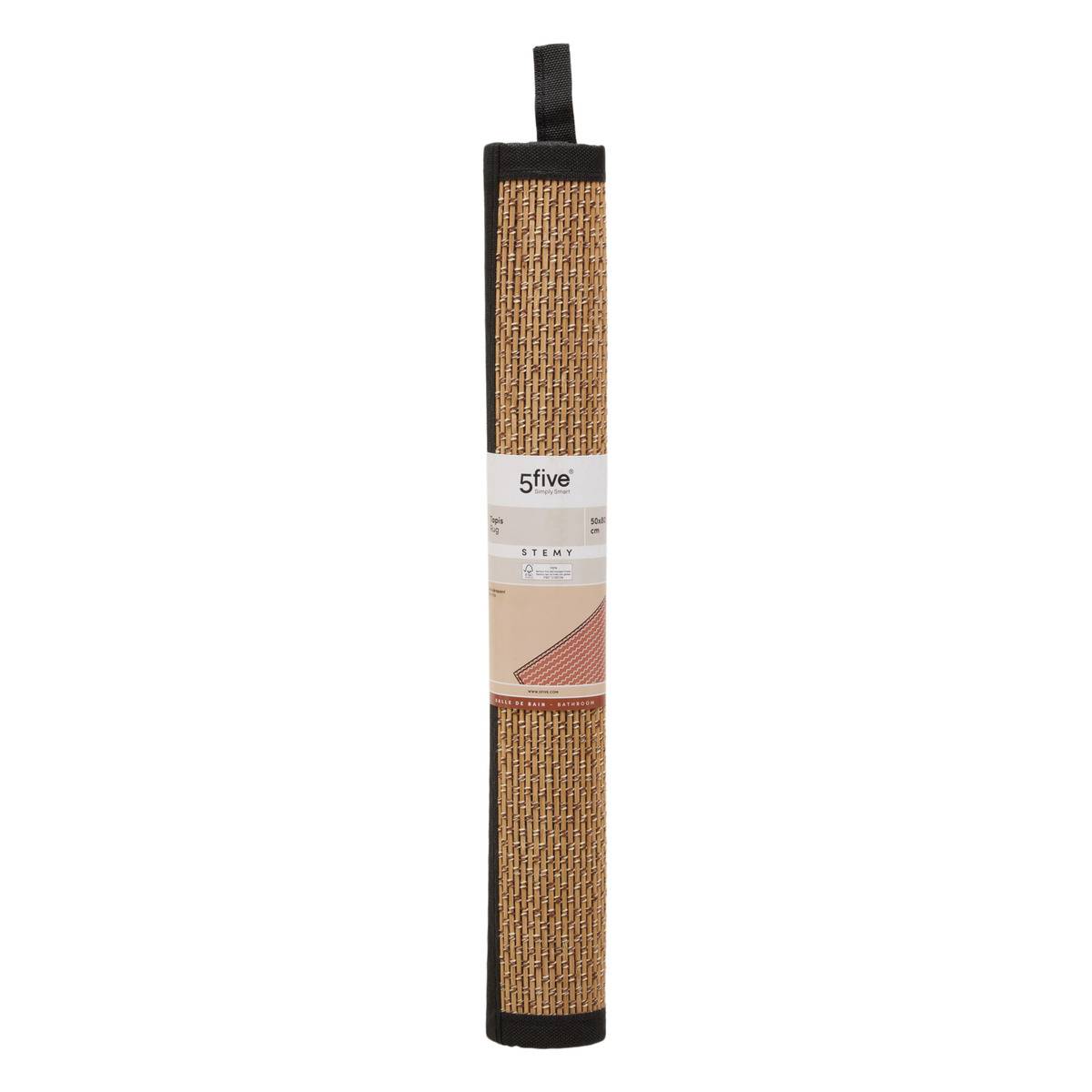 Tapis de bain rectangulaire en bambou STEMY noir, 5FIVE SIMPLY SMART