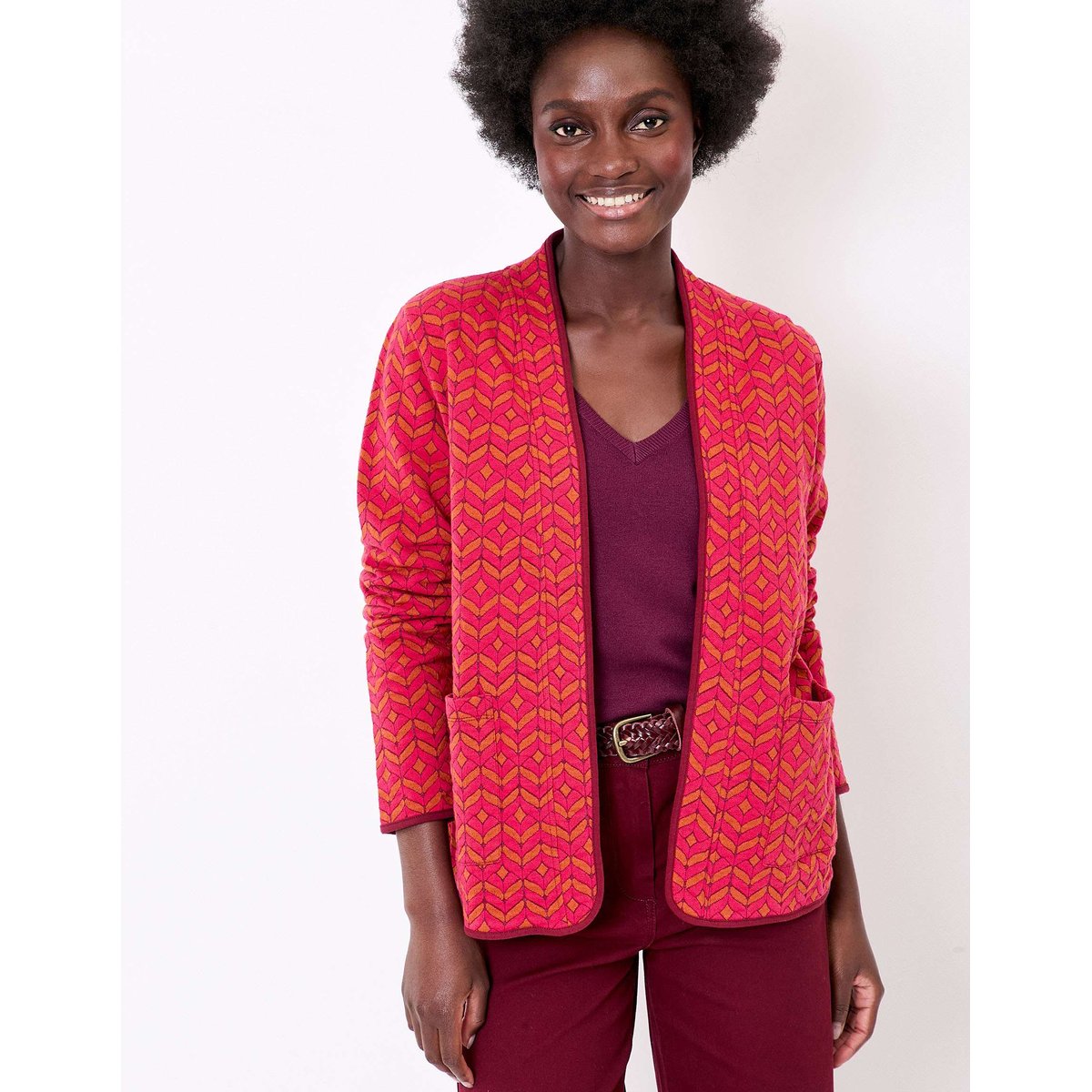 Gilet souple maille jacquard LEOTI rouge grenade leoti, LA FIANCÉE
