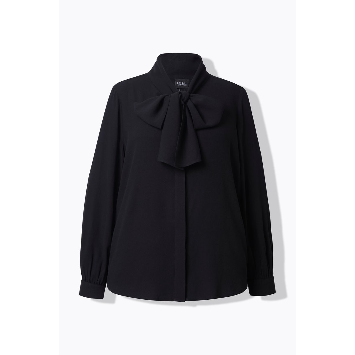 Blouse à manches longues avec châle intégré noir, ULLA POPKEN