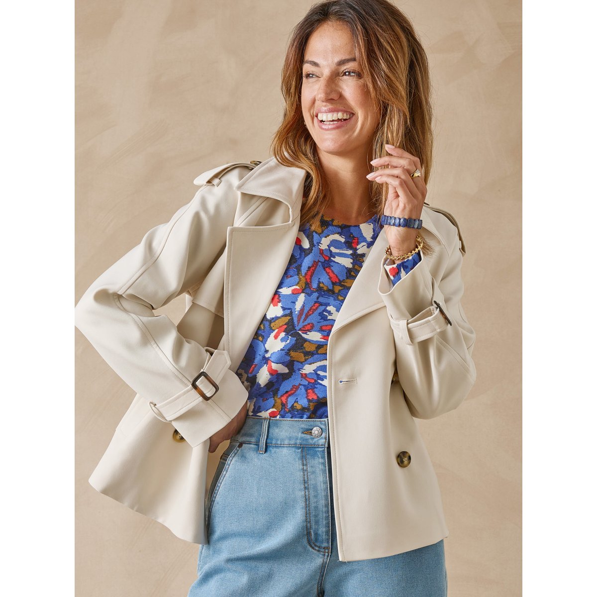 Veste courte esprit trench ecru, DAXON