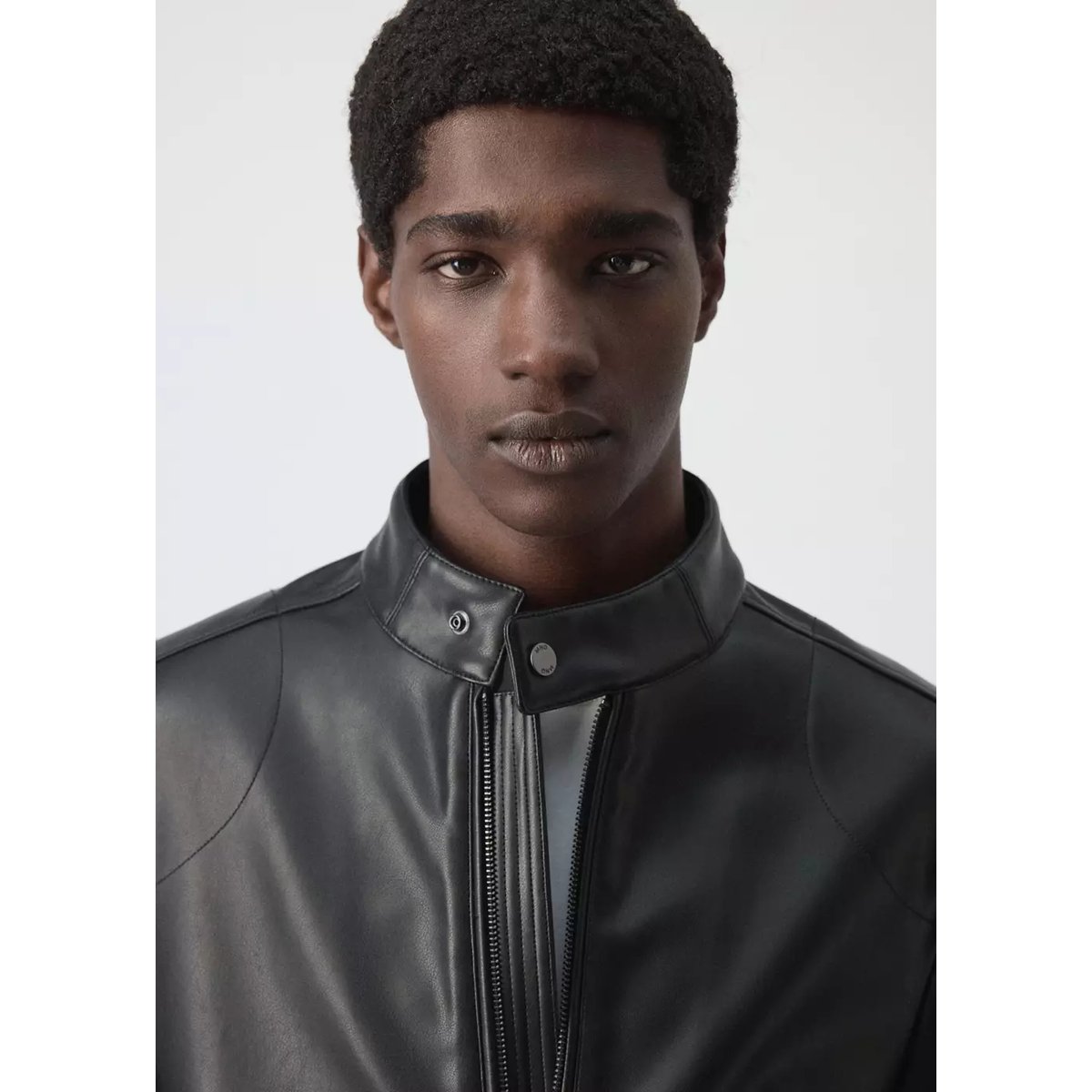 Blouson simili-cuir fermeture Éclair noir, MANGO MAN