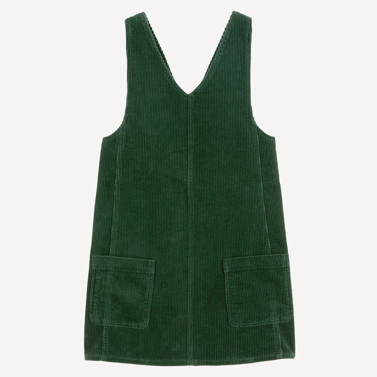 Robe droite, col V, sans manches, en velours côtelé vert, LA REDOUTE COLLECTIONS