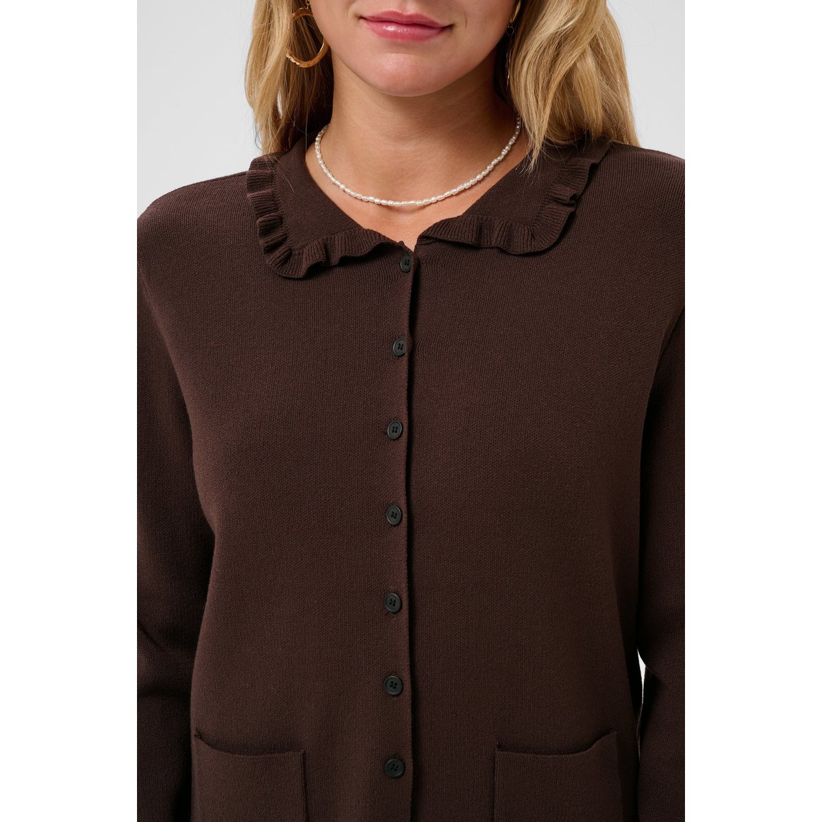 Cardigan à tricot marron java, CREAM