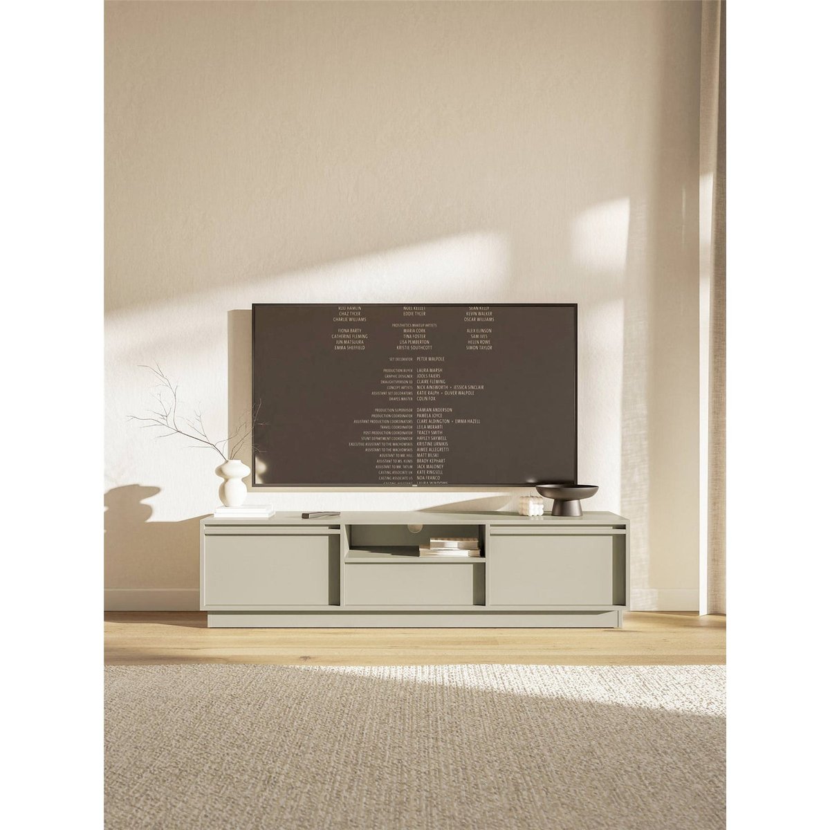 Meuble tv bas 2 portes et tiroir collection EVO cachemire, RECOLLECTION